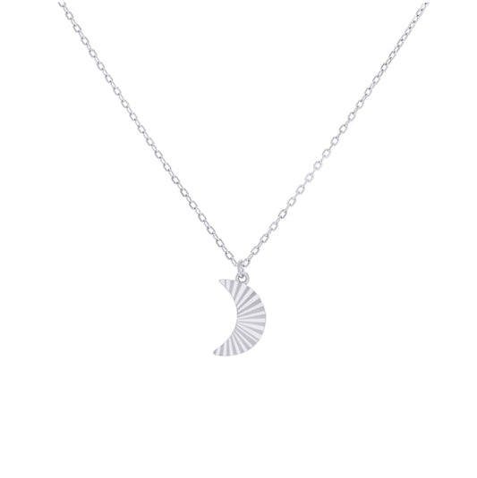 Sterling Silver Or Yellow-Tone Womens Moon Charm Necklace Size 16 + 2 Inches