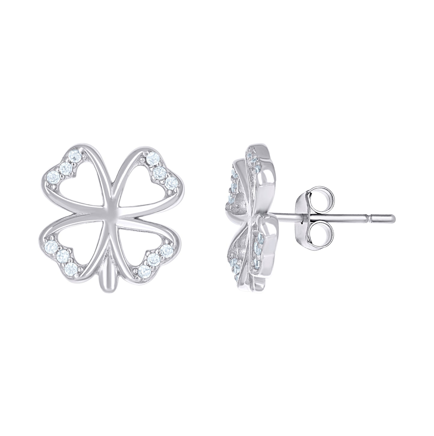 Sterling Silver Or Yellow-Tone Womens Cubic-Zirconia Flower Stud Earrings