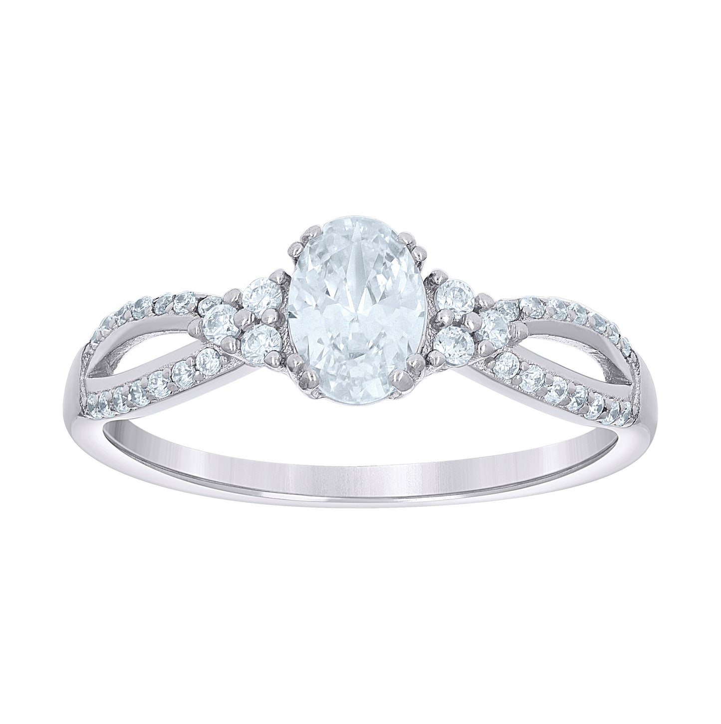 Sterling Silver Womens Oval Round Cubic-Zirconia Fashion Bridal Anniversary Engagement Wedding Ring