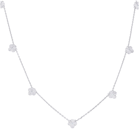 Sterling Silver Or Yellow-Tone Womens Cubic-Zirconia Clover Good Luck Charm Necklace Size 16 + 2 Inches