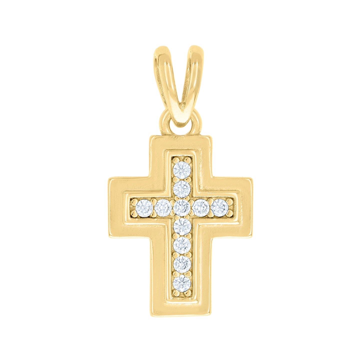 Sterling Silver Unisex Round Cubic-Zirconia Cross Religious Charm Pendant