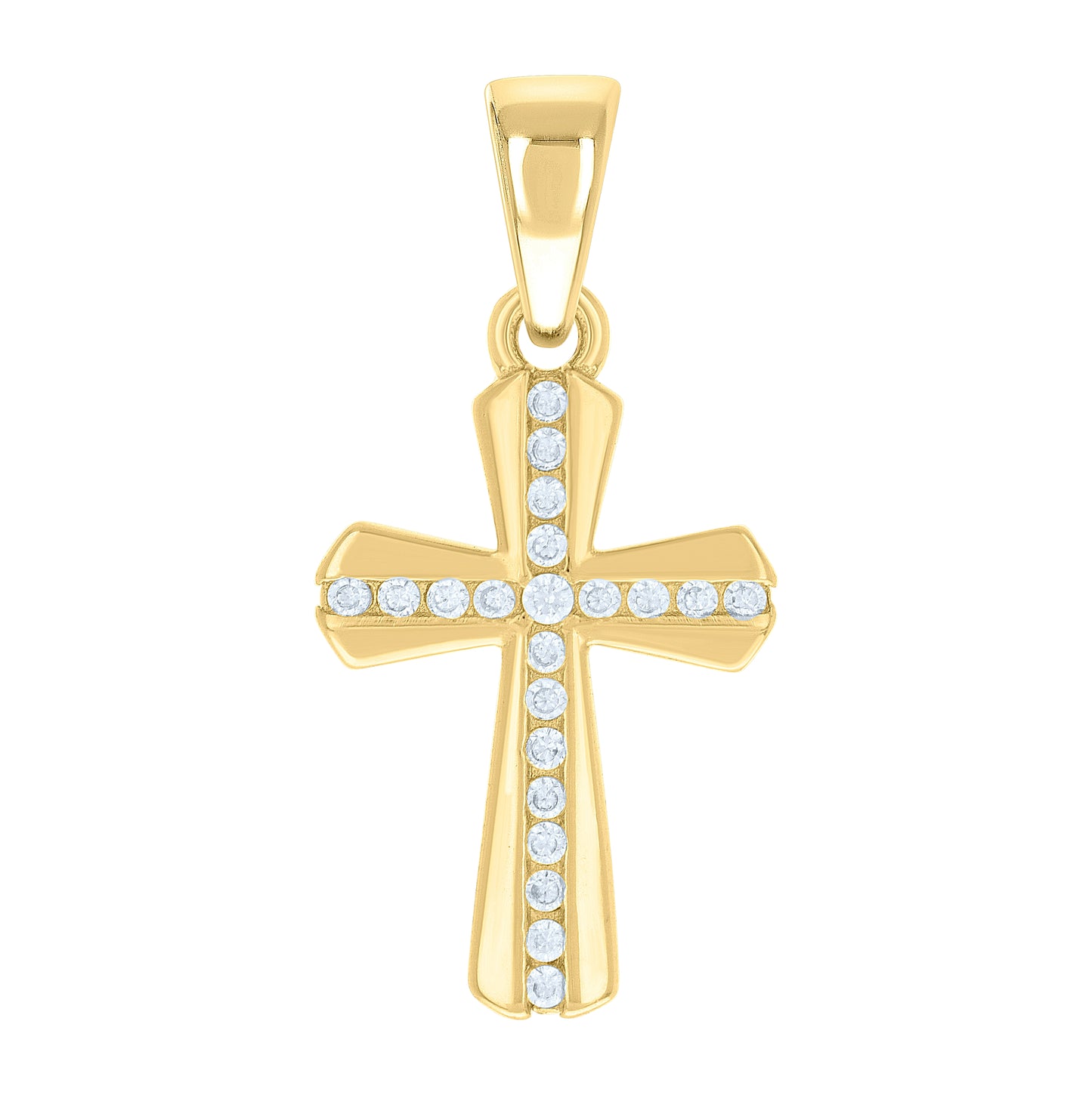 Sterling Silver Unisex Round Cubic-Zirconia Cross Religious Charm Pendant