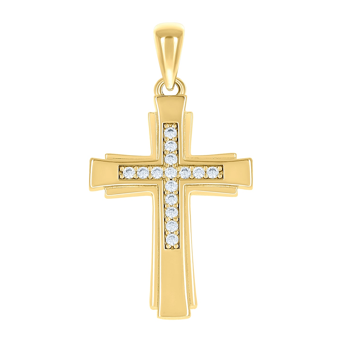 Sterling Silver Unisex Cubic-Zirconia Cross Religious Charm Pendant