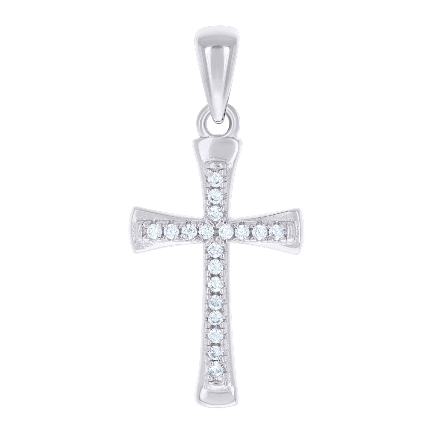 Sterling Silver Unisex Round Cubic-Zirconia Cross Religious Charm Pendant