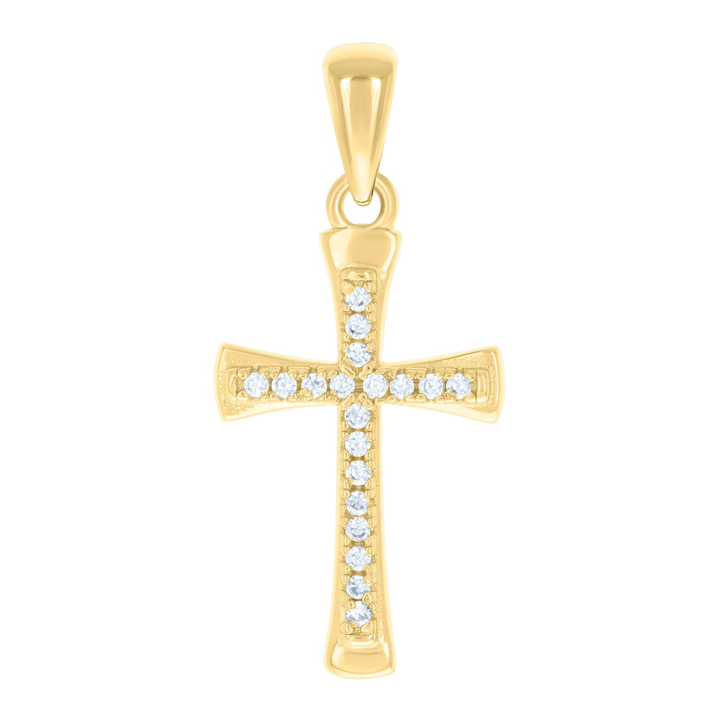 Sterling Silver Unisex Round Cubic-Zirconia Cross Religious Charm Pendant