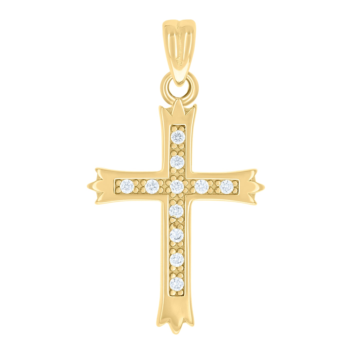 Sterling Silver Unisex Round Cubic-Zirconia Cross Religious Charm Pendant