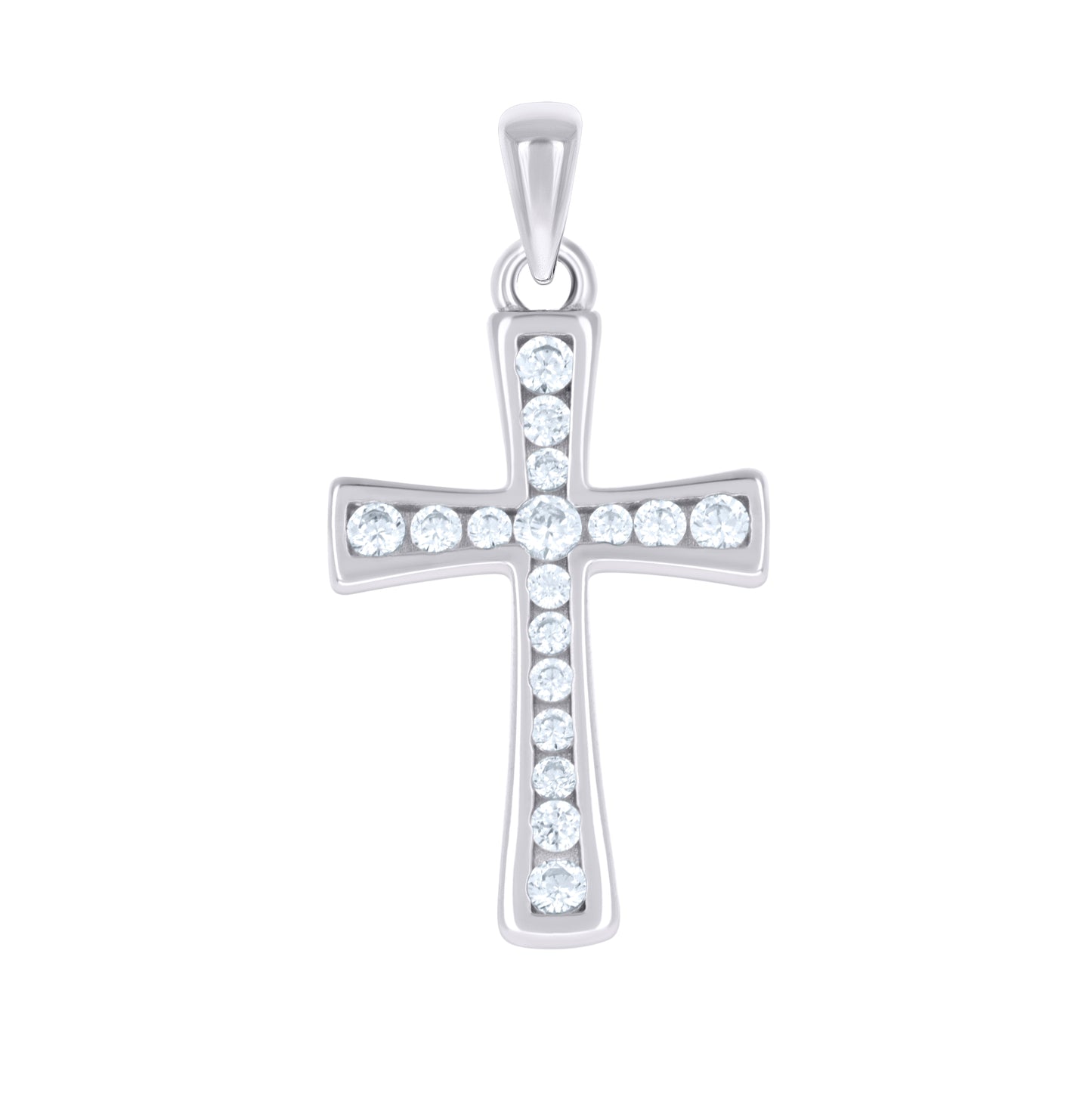 Sterling Silver Unisex Cubic-Zirconia Cross Religious Charm Pendant