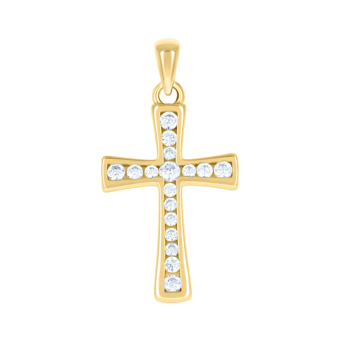 Sterling Silver Unisex Cubic-Zirconia Cross Religious Charm Pendant