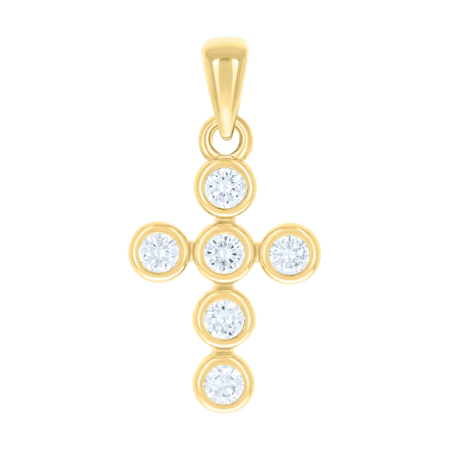 Sterling Silver Unisex Round Cubic-Zirconia Cross Religious Charm Pendant