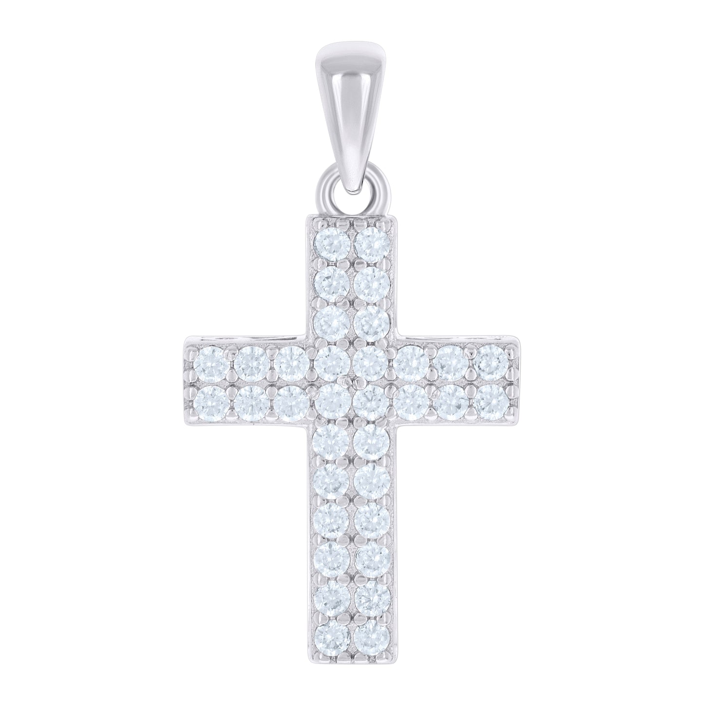 Sterling Silver Unisex Cubic-Zirconia Cross Religious Charm Pendant