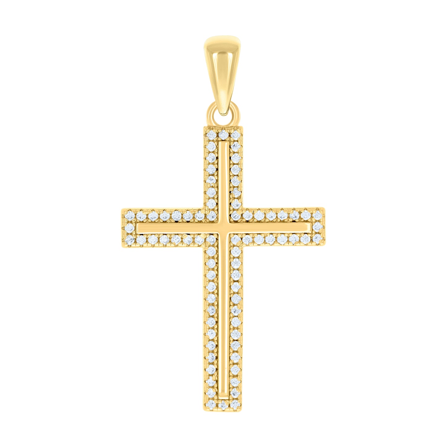 Sterling Silver Unisex Cubic-Zirconia Cross Religious Charm Pendant