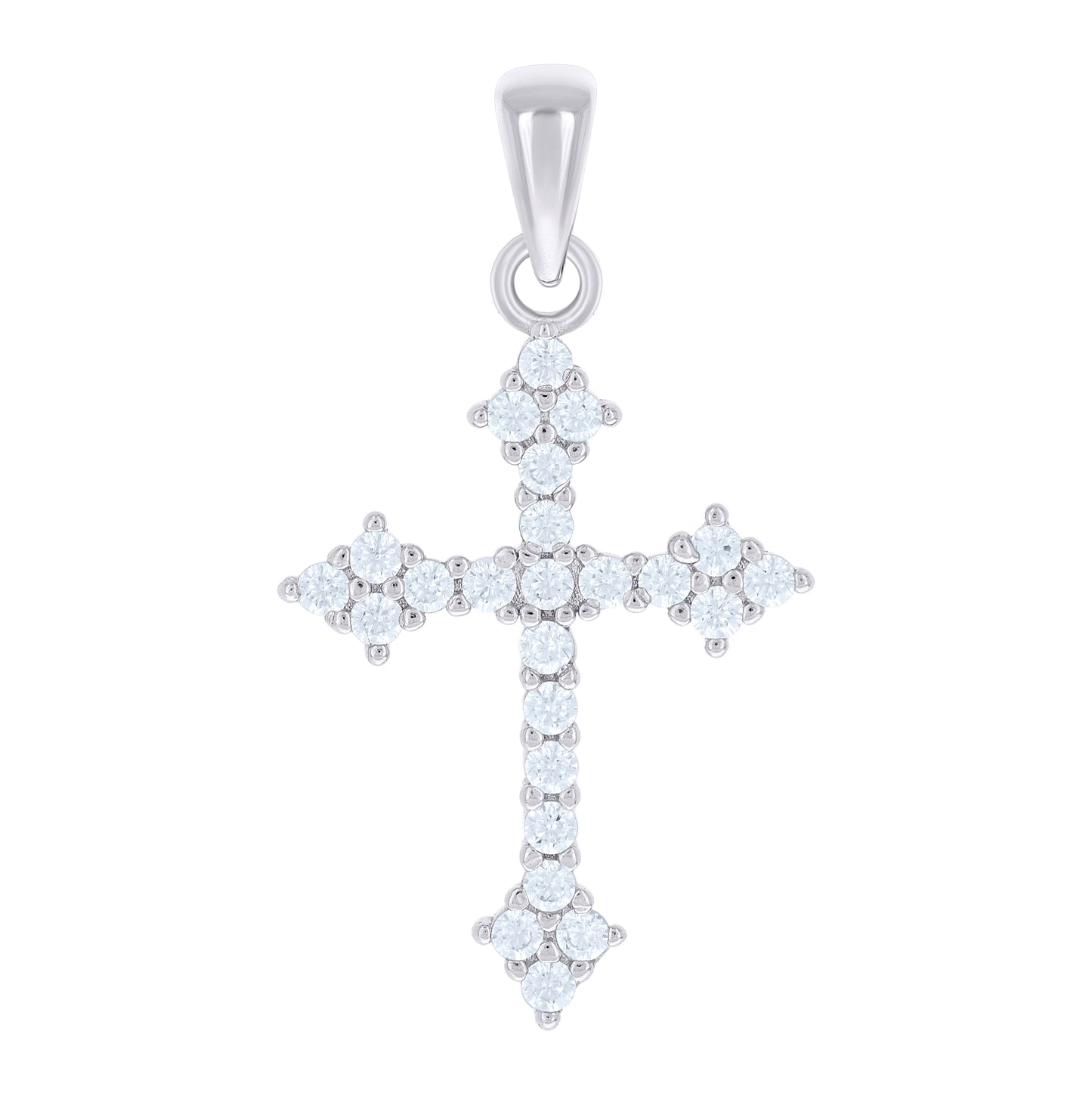 Sterling Silver Unisex Cubic-Zirconia Cross Religious Charm Pendant