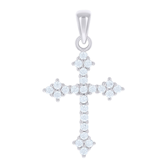 Sterling Silver Unisex Cubic-Zirconia Cross Religious Charm Pendant