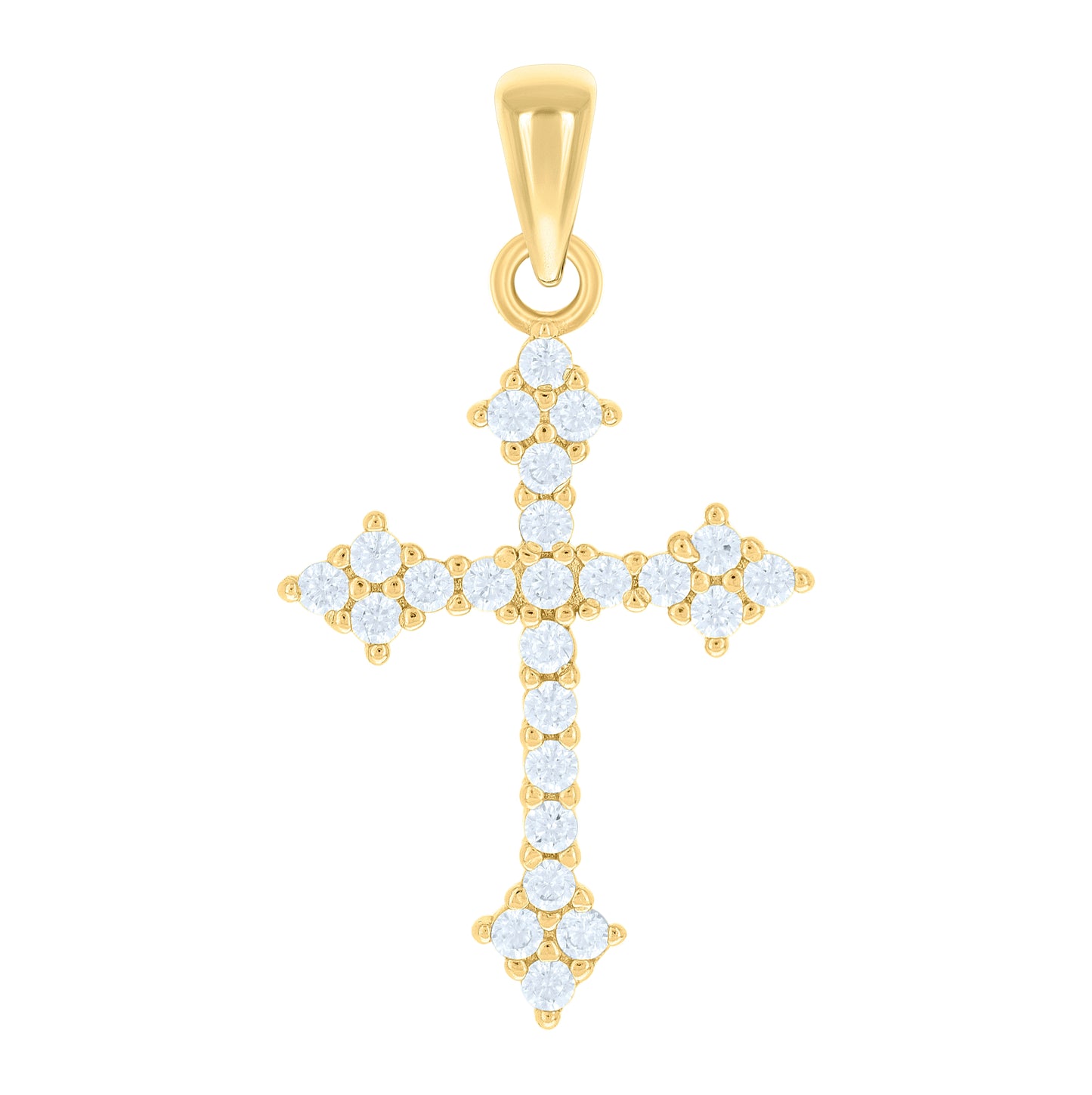 Sterling Silver Unisex Cubic-Zirconia Cross Religious Charm Pendant