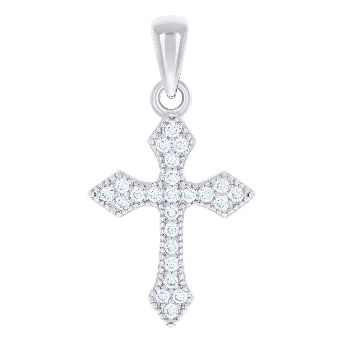 Sterling Silver Unisex Cubic-Zirconia Cross Religious Charm Pendant