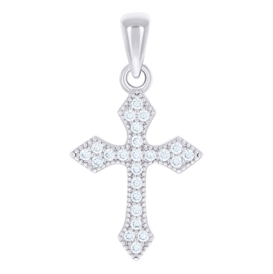Sterling Silver Unisex Cubic-Zirconia Cross Religious Charm Pendant