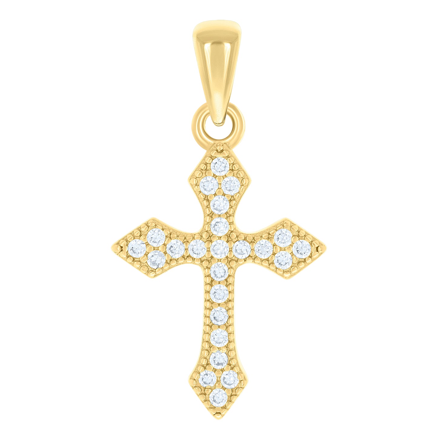 Sterling Silver Unisex Cubic-Zirconia Cross Religious Charm Pendant