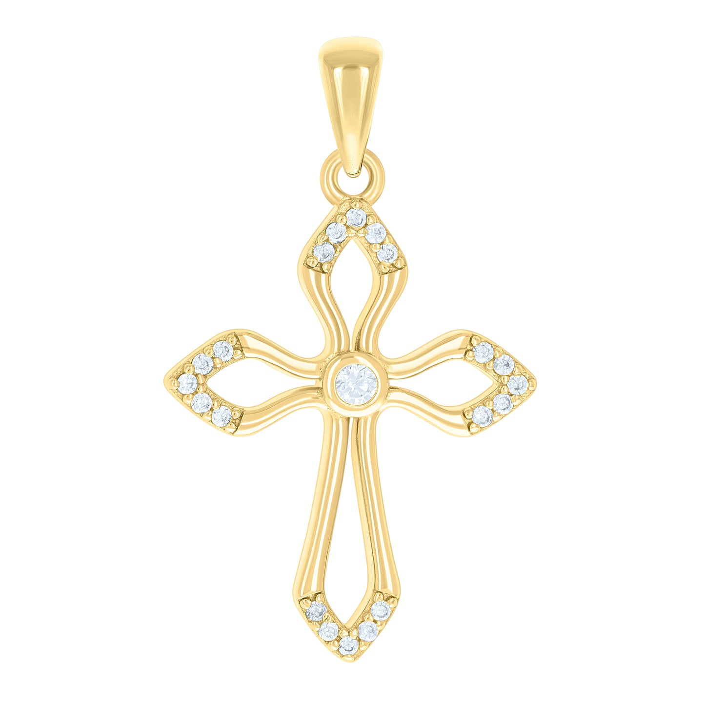 Sterling Silver Unisex Cubic-Zirconia Cross Religious Charm Pendant