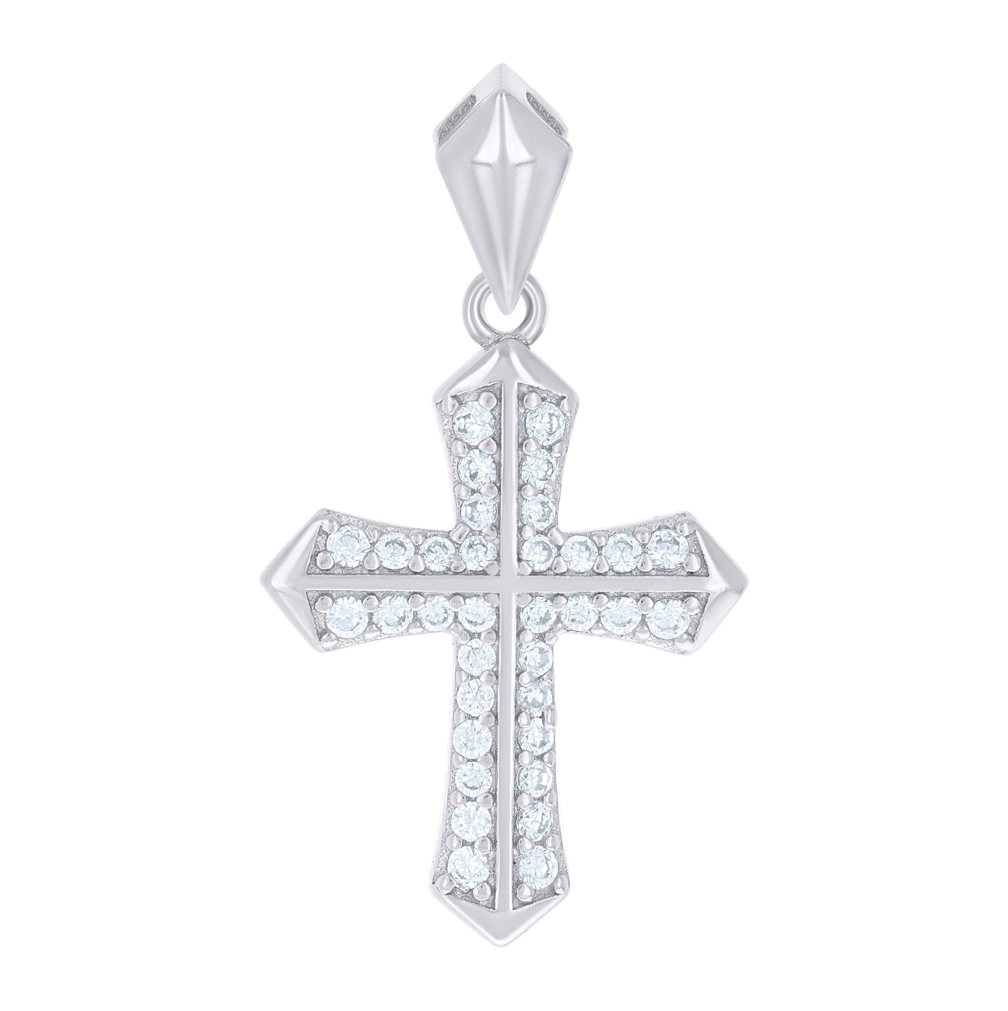 Sterling Silver Unisex Cubic-Zirconia Cross Religious Charm Pendant