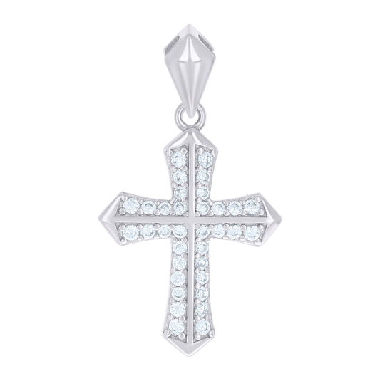 Sterling Silver Unisex Cubic-Zirconia Cross Religious Charm Pendant