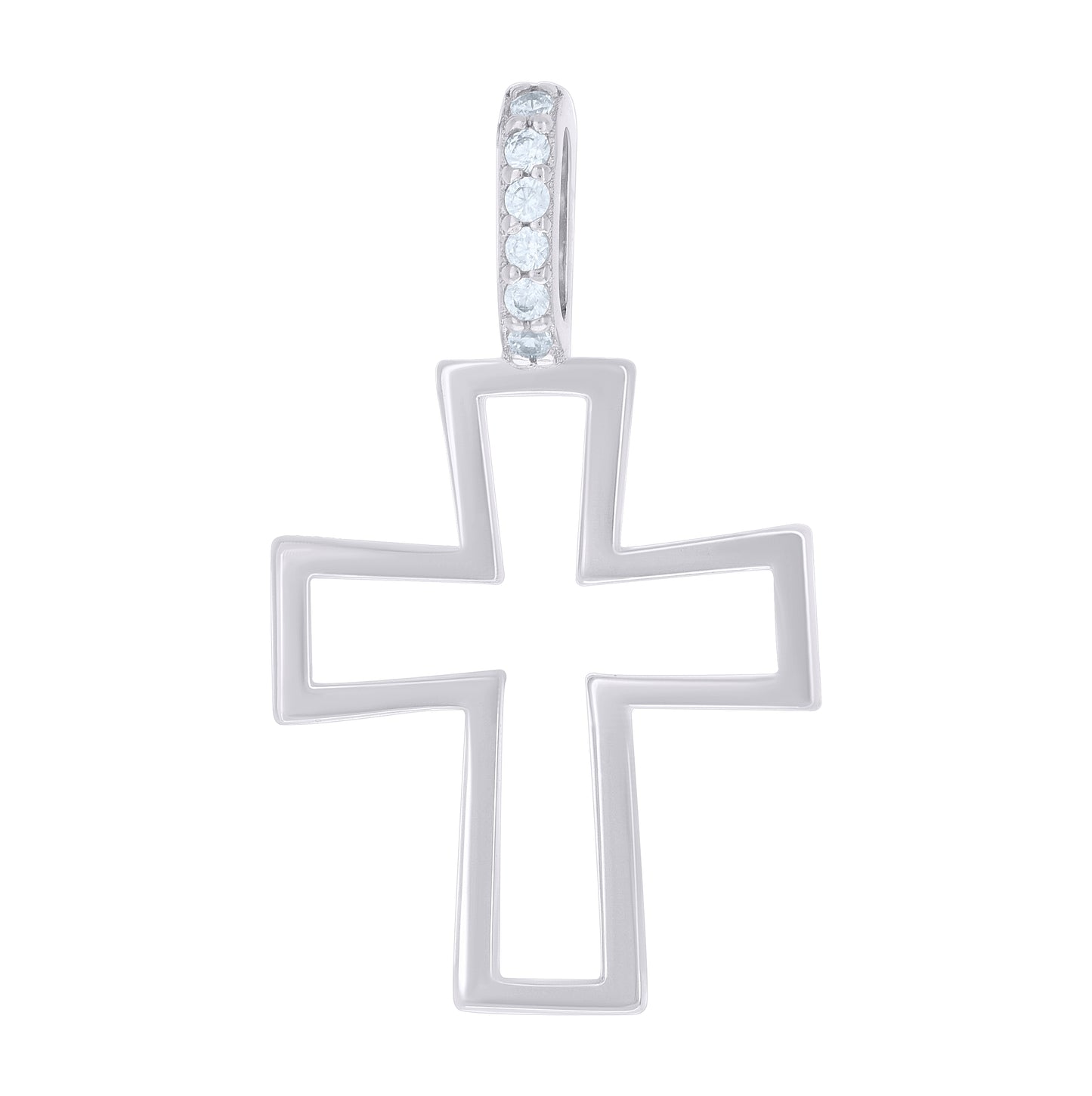 Sterling Silver Unisex Cubic-Zirconia Cross Religious Charm Pendant
