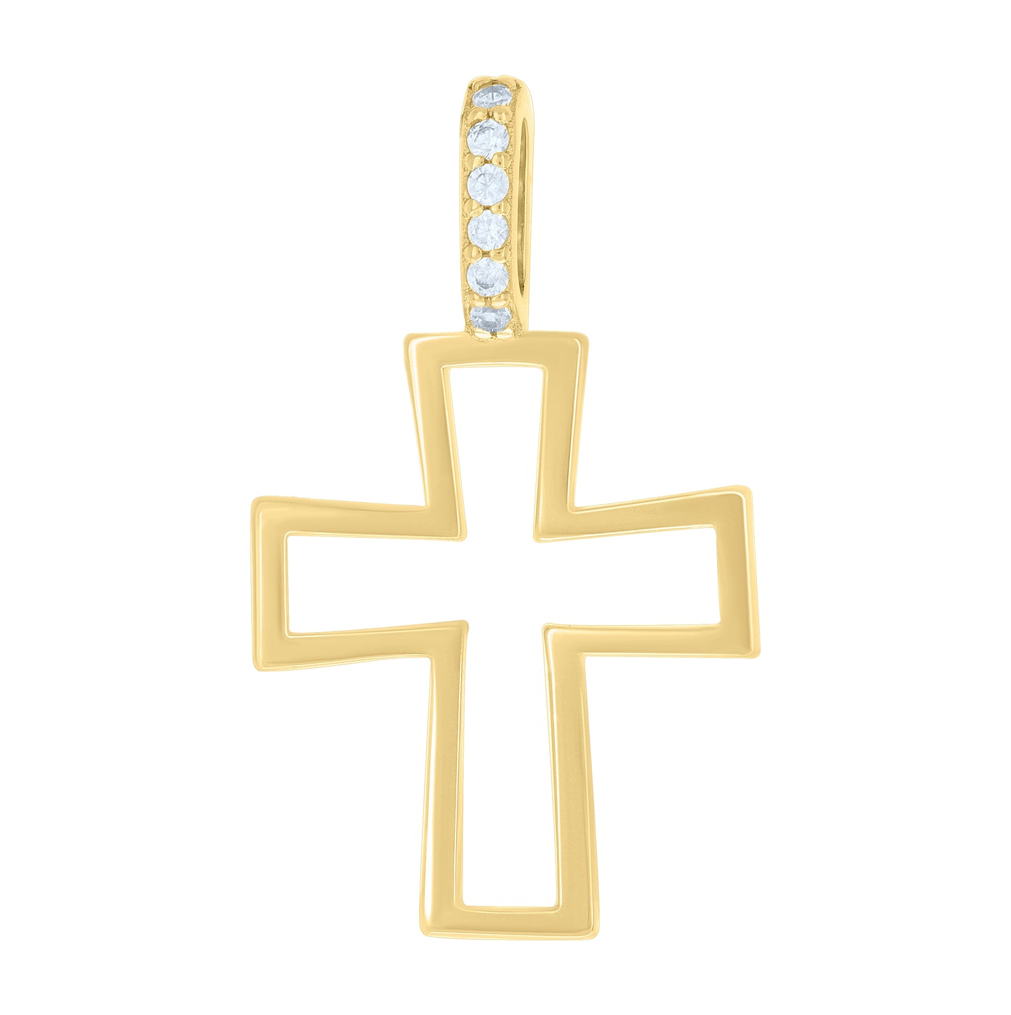 Sterling Silver Unisex Cubic-Zirconia Cross Religious Charm Pendant