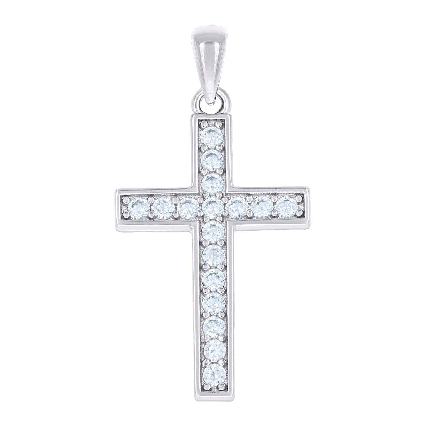 Sterling Silver Unisex Cubic-Zirconia Cross Religious Charm Pendant