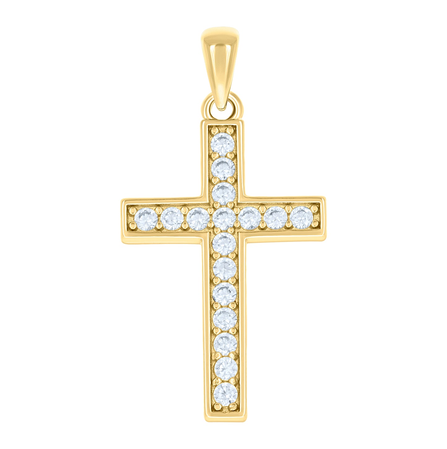 Sterling Silver Unisex Cubic-Zirconia Cross Religious Charm Pendant