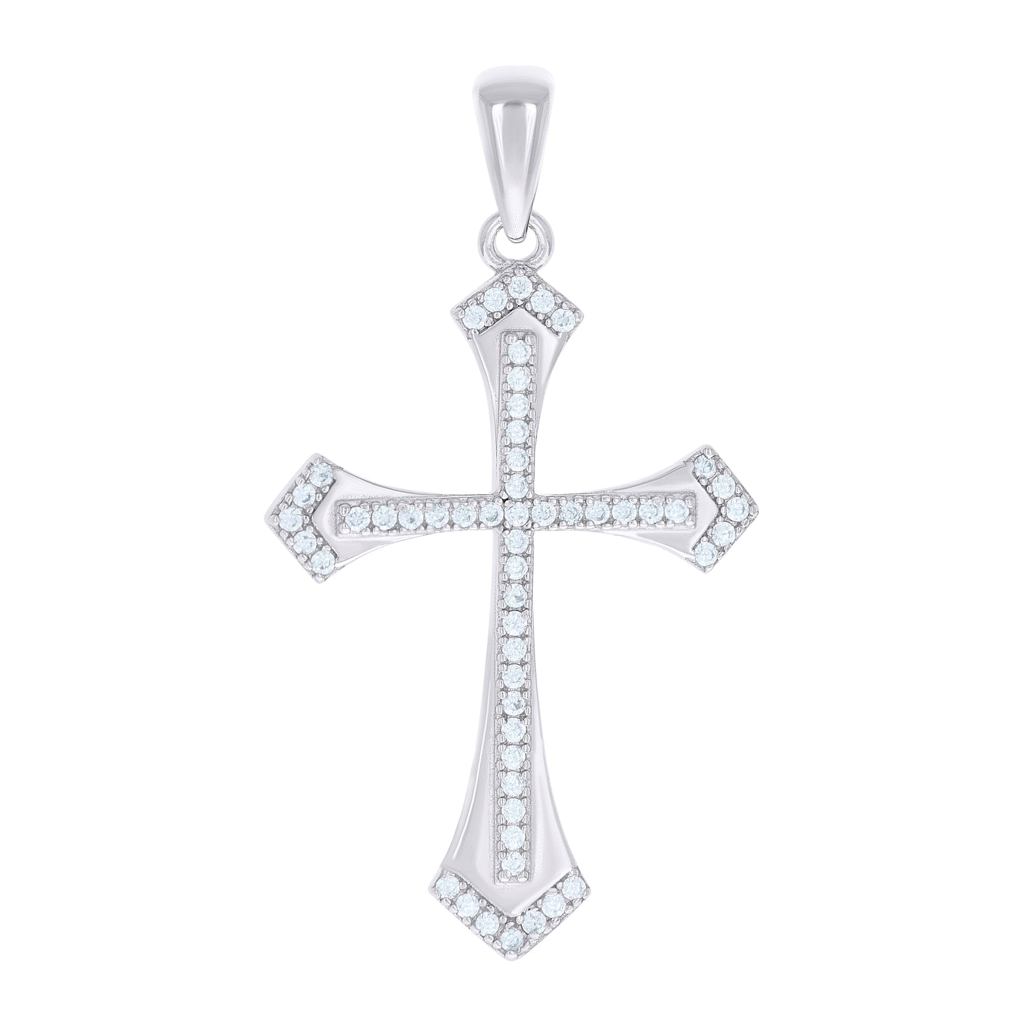 Sterling Silver Unisex Cubic-Zirconia Cross Religious Charm Pendant