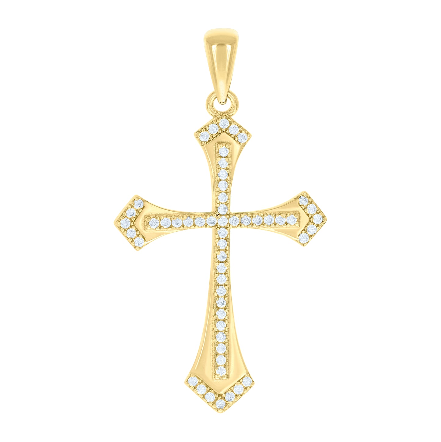 Sterling Silver Unisex Cubic-Zirconia Cross Religious Charm Pendant