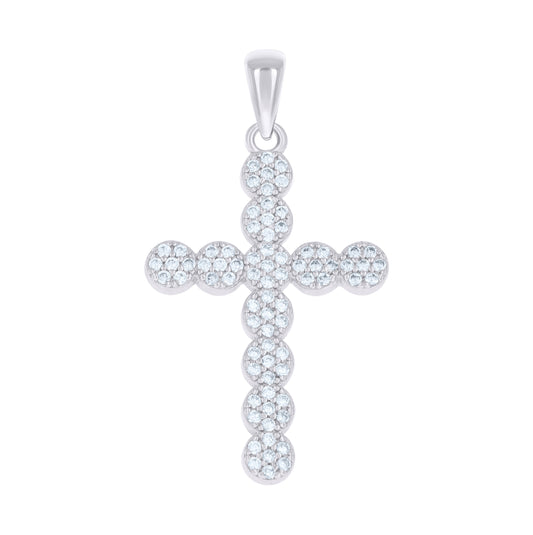 Sterling Silver Unisex Cubic-Zirconia Cross Religious Charm Pendant