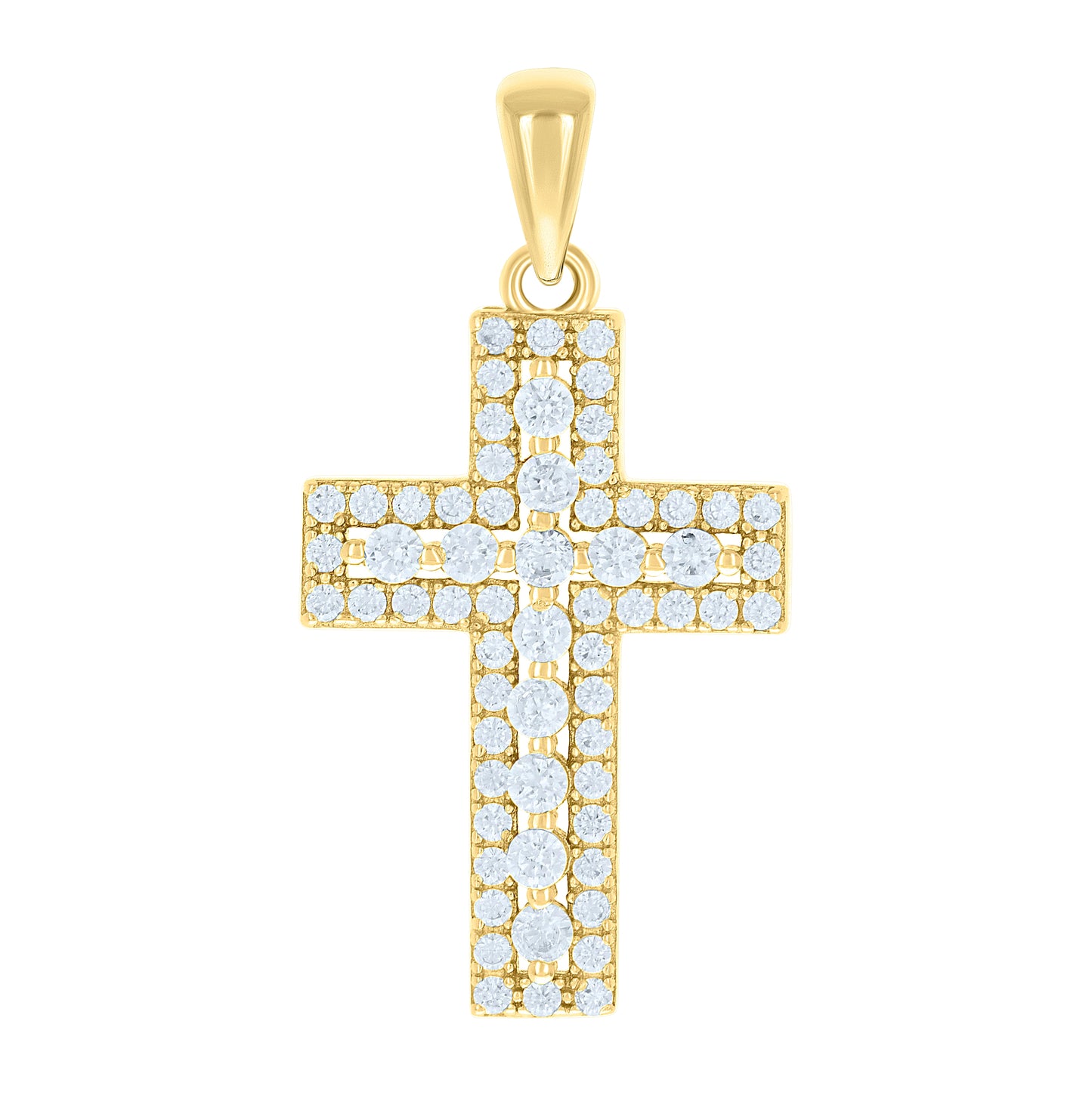 Sterling Silver Unisex Cubic-Zirconia Cross Religious Charm Pendant