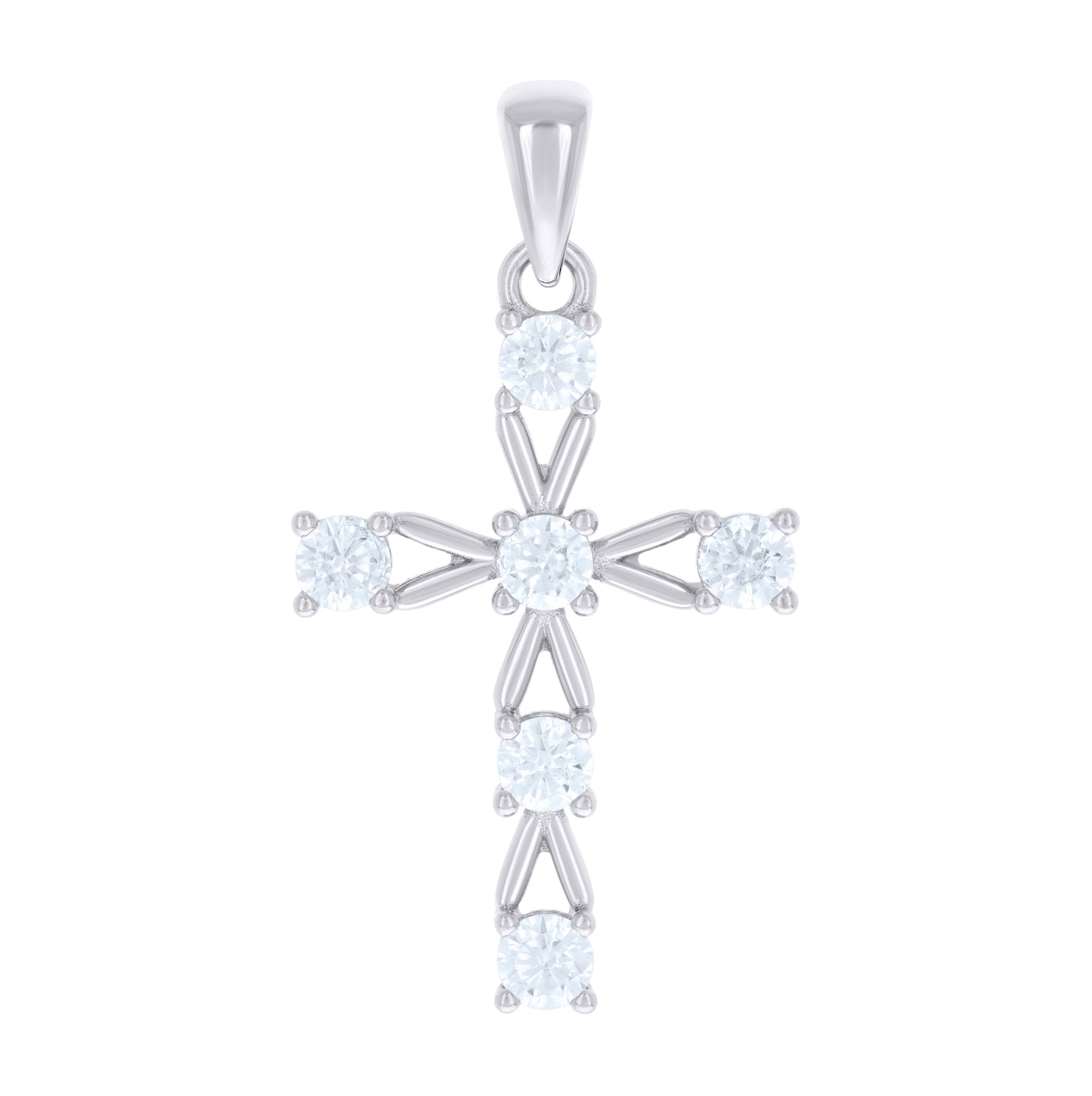 Sterling Silver Unisex Cubic-Zirconia Cross Religious Charm Pendant