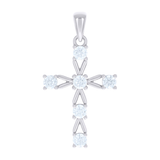 Sterling Silver Unisex Cubic-Zirconia Cross Religious Charm Pendant