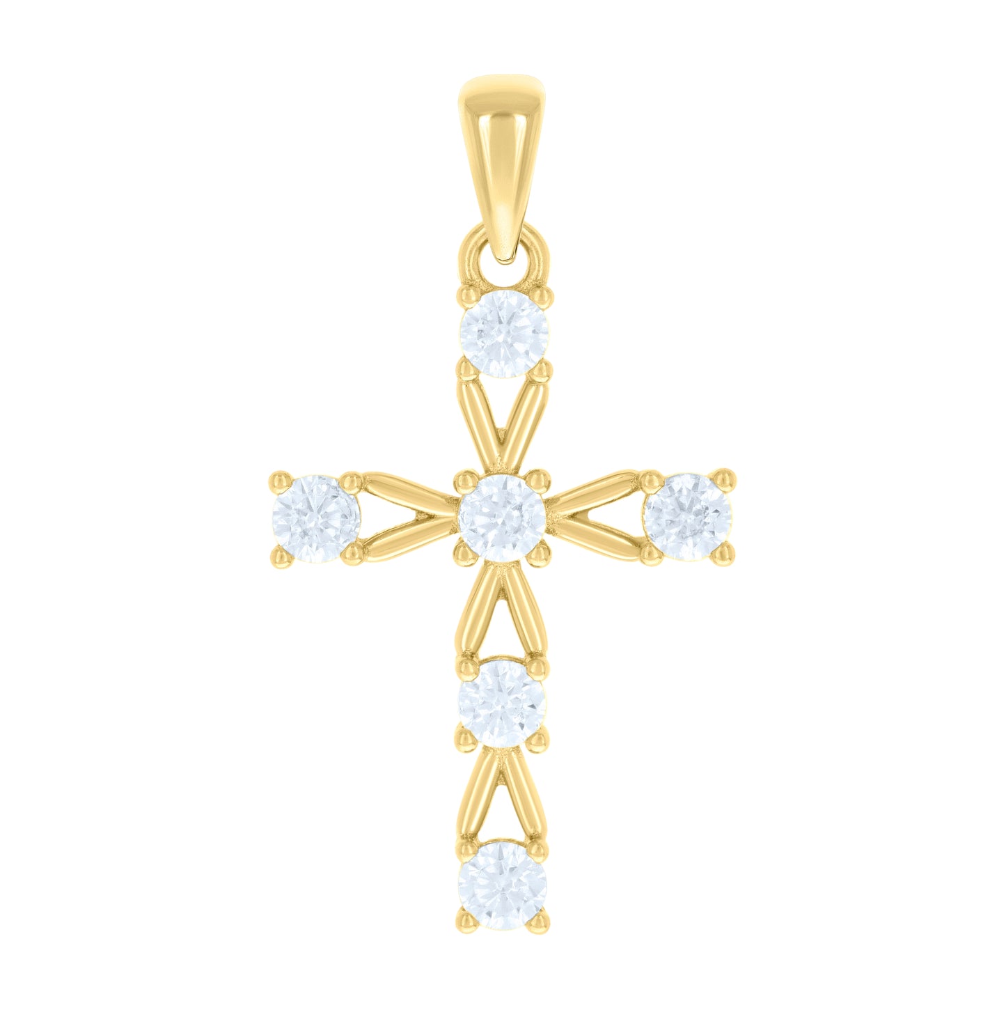 Sterling Silver Unisex Cubic-Zirconia Cross Religious Charm Pendant