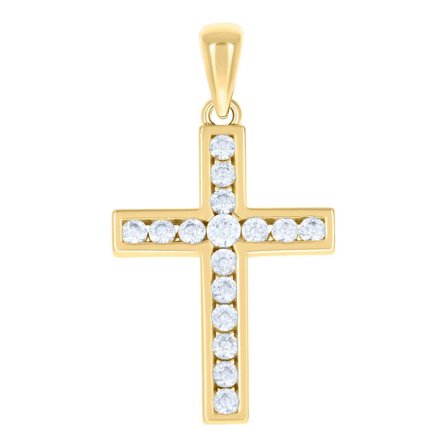 Sterling Silver Unisex Cubic-Zirconia Cross Religious Charm Pendant