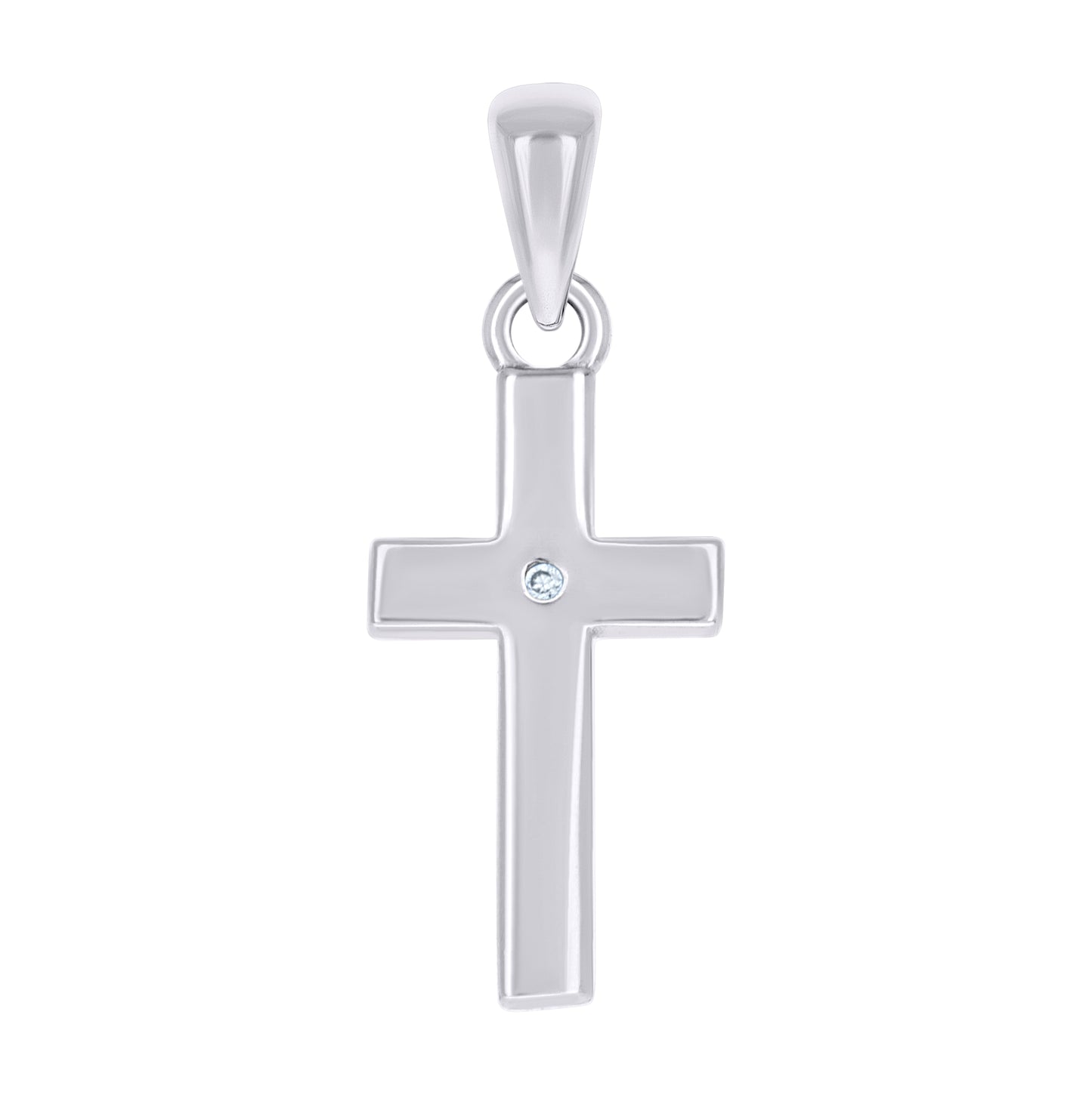 Sterling Silver Unisex Cubic-Zirconia Cross Religious Charm Pendant