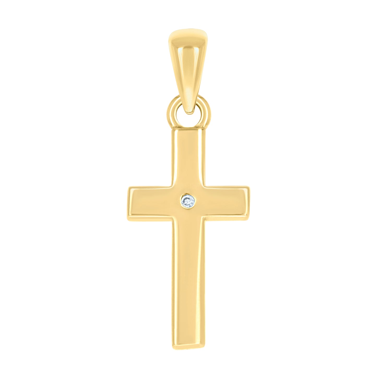 Sterling Silver Unisex Cubic-Zirconia Cross Religious Charm Pendant