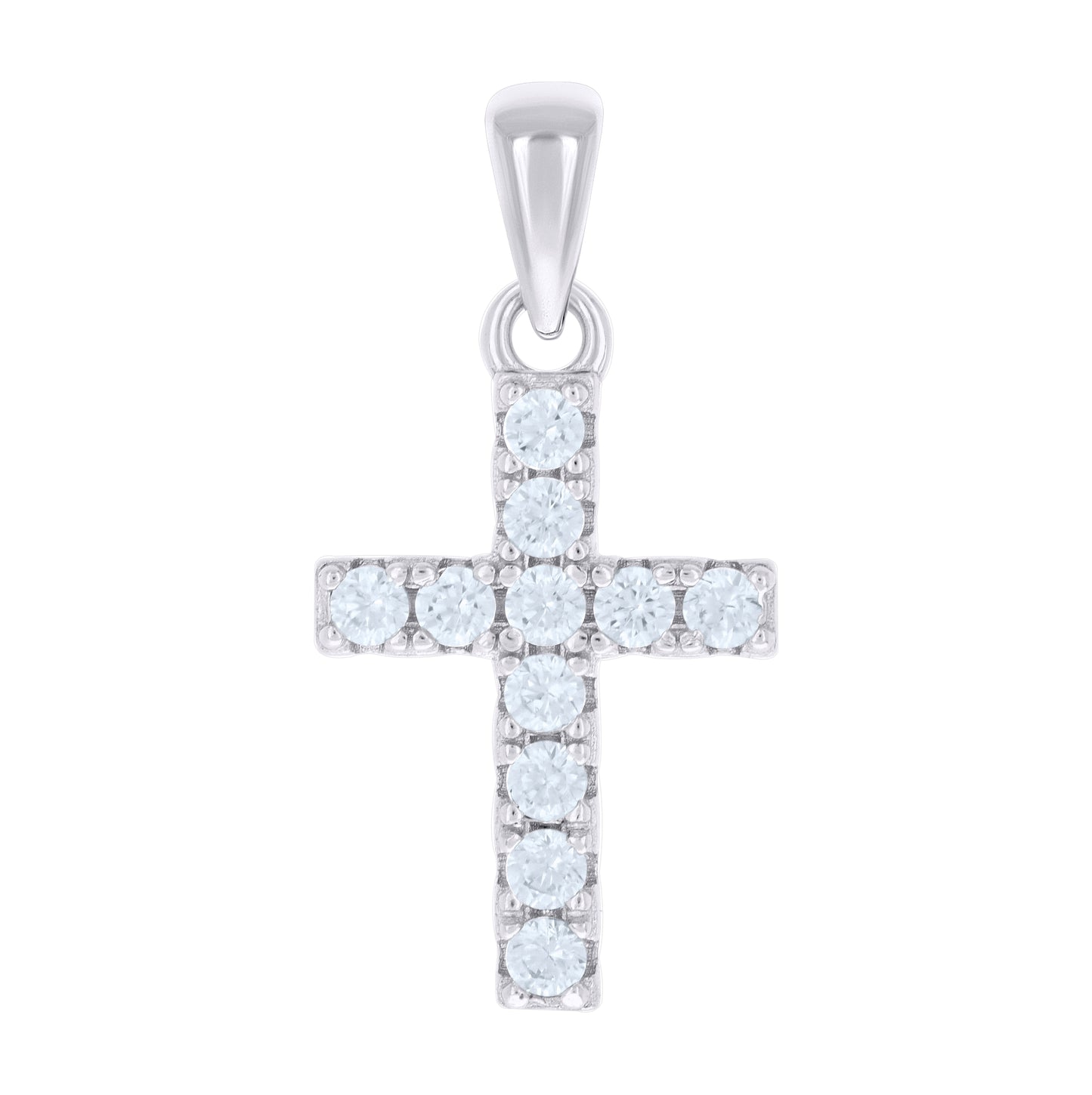 Sterling Silver Unisex Cubic-Zirconia Cross Religious Charm Pendant