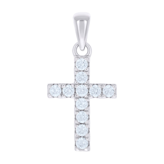 Sterling Silver Unisex Cubic-Zirconia Cross Religious Charm Pendant