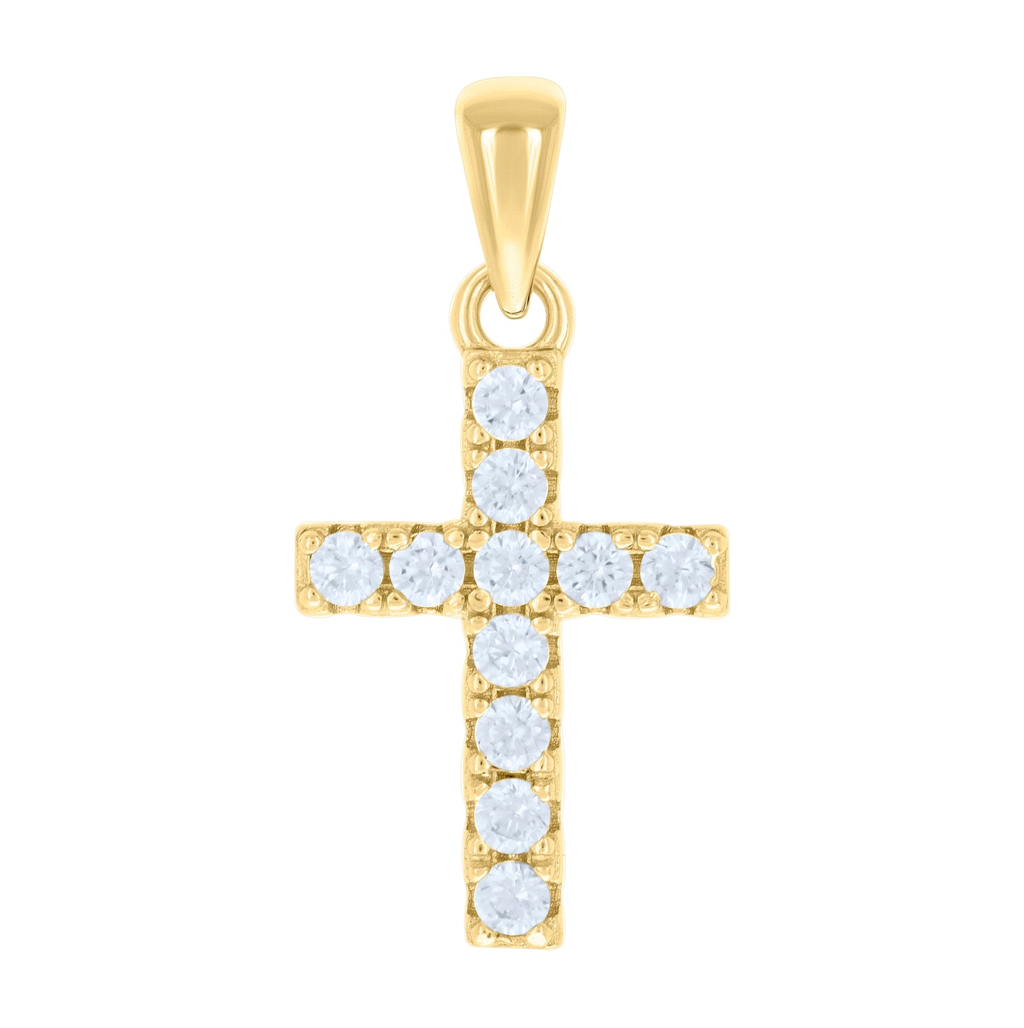 Sterling Silver Unisex Cubic-Zirconia Cross Religious Charm Pendant