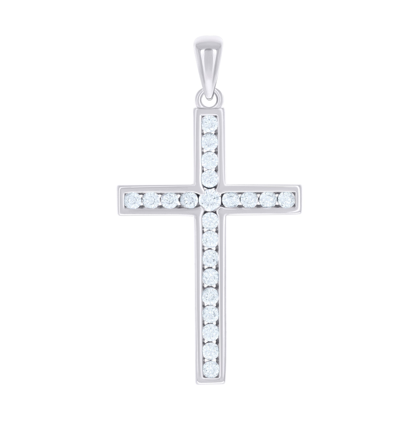 Sterling Silver Unisex Cubic-Zirconia Cross Religious Charm Pendant