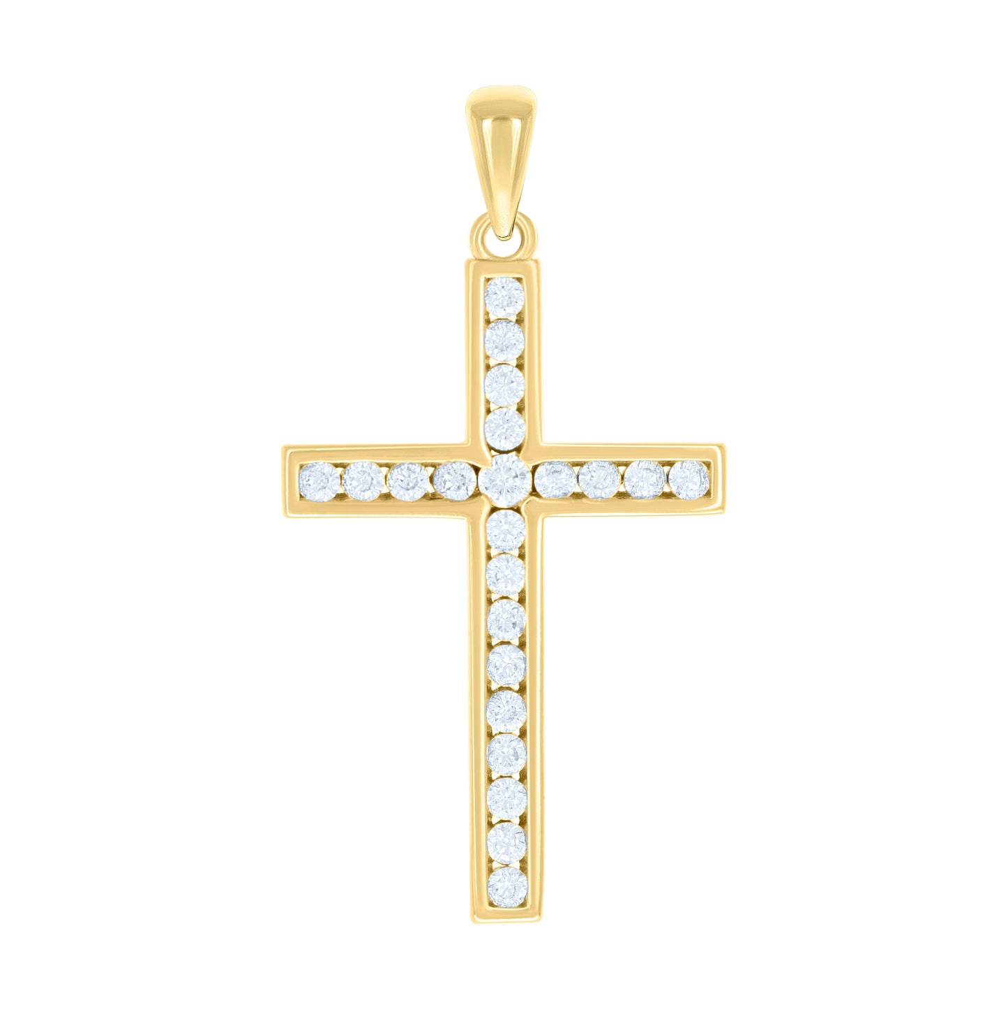 Sterling Silver Unisex Cubic-Zirconia Cross Religious Charm Pendant