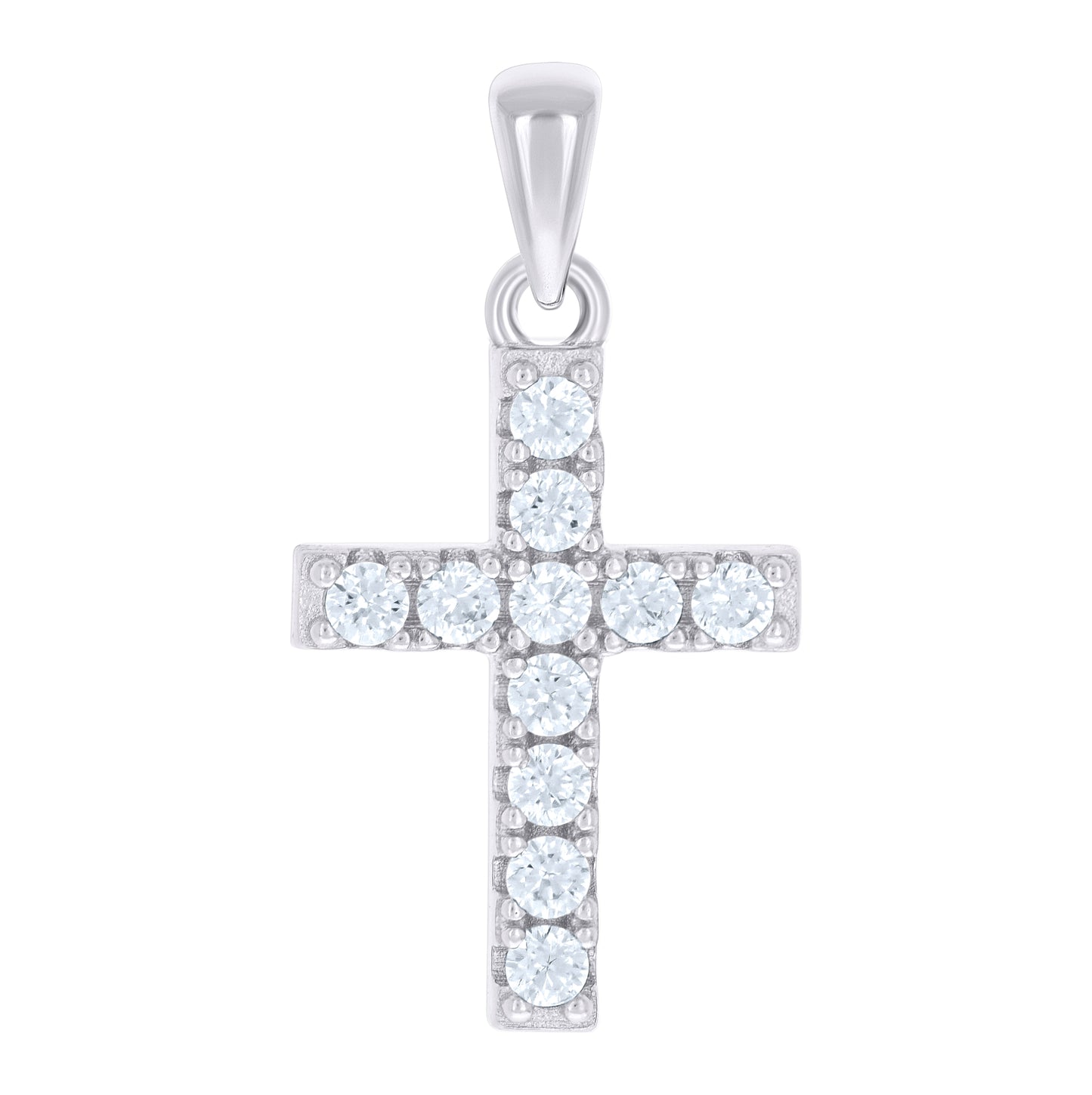 Sterling Silver Unisex Cubic-Zirconia Cross Religious Charm Pendant