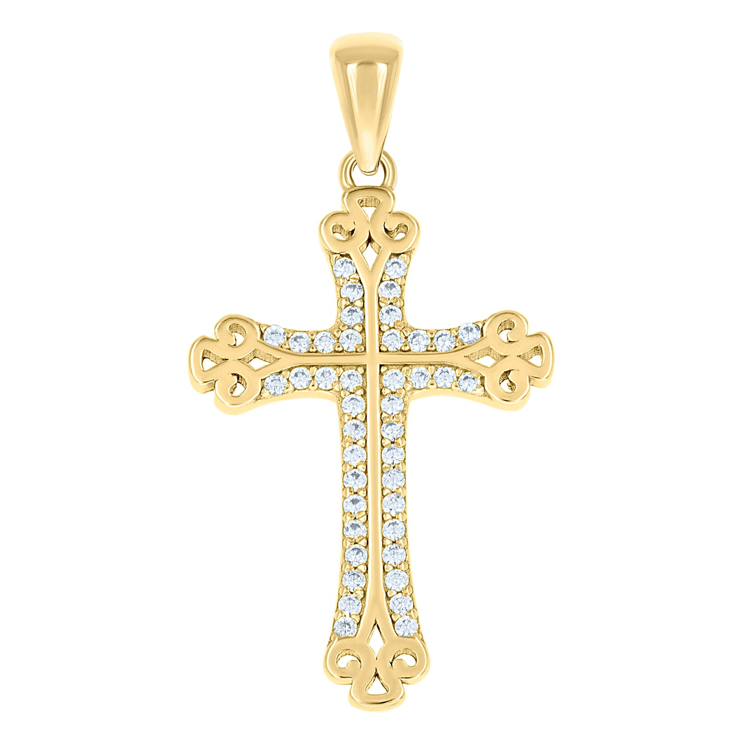 Sterling Silver Unisex Cubic-Zirconia Cross Religious Charm Pendant
