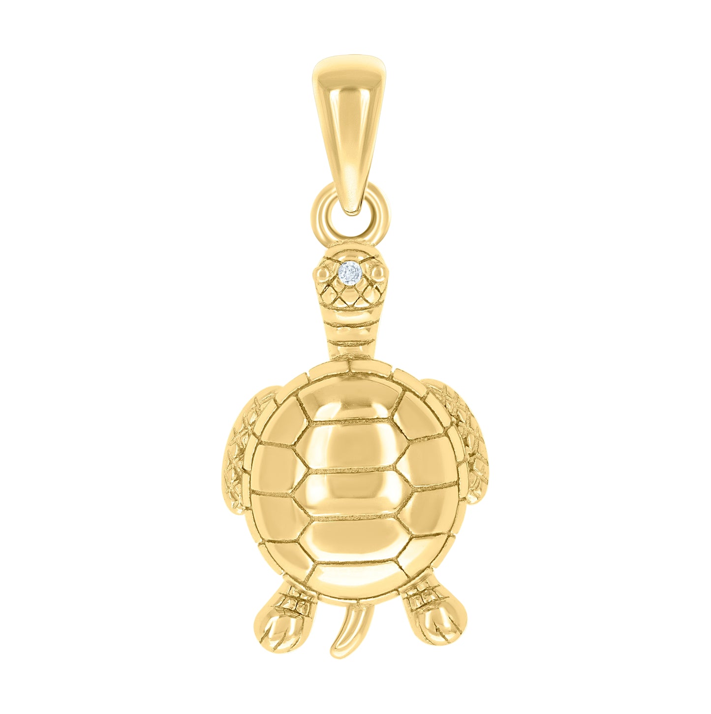 Sterling Silver Unisex Cubic-Zirconia Turtle Ocean Pendant