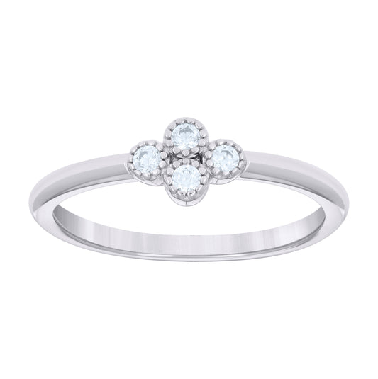 Sterling Silver Women's Cubic-Zirconia Clover Good Luck Bridal Anniversary Wedding Engagement Band Ring
