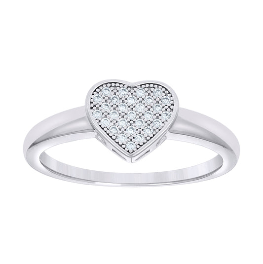 Sterling Silver Womens Cubic-Zirconia Heart Bridal Anniversary Engagement Wedding Ring
