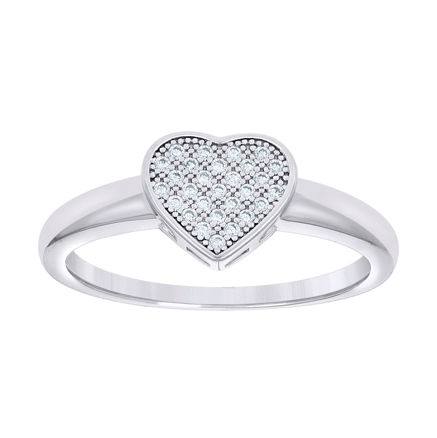 Sterling Silver Womens Cubic-Zirconia Heart Bridal Anniversary Engagement Wedding Ring