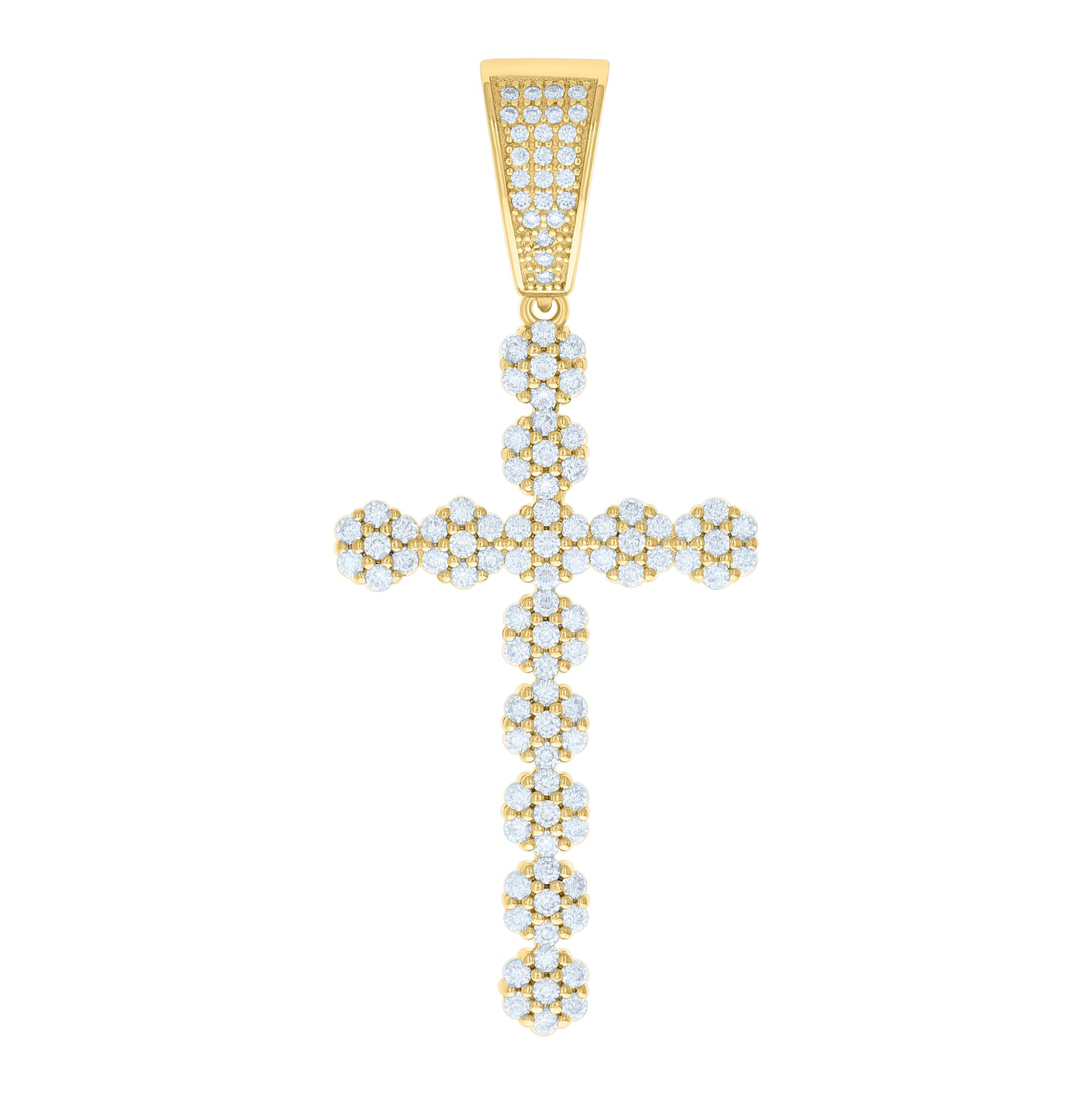 Sterling Silver Men Cubic-Zirconia Cross Religious Charm Pendant